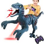 APOBATK Remote Control Dinosaur Toys for Kid - Walking Dinosaur Toys for Boys 5-7ï¼RC Jurassic Velociraptor Toys 8-12ï¼Robot Dinosaur Toys with Light Sounds Rechargeable Blue from XIONGXIAN TOYS FACTORY