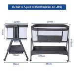 ANGELBLISS Baby Bassinet Bedside Crib with Storage Basket and Wheels, Easy Folding Bed Side Sleeper Adjustable Height Portable Crib for Newborn by 