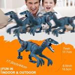 APOBATK Remote Control Dinosaur Toys for Kid - Walking Dinosaur Toys for Boys 5-7ï¼RC Jurassic Velociraptor Toys 8-12ï¼Robot Dinosaur Toys with Light Sounds Rechargeable Blue from XIONGXIAN TOYS FACTORY