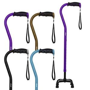 Vive Quad Cane - Walking Stick for Men and Women - Lightweight Adjustable Staff - Comfortable Right and Left Hand Grip for Stability Support - Four Prong Sturdy Aluminum Travel Aid - 4 Tip from VIVE Health