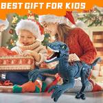 APOBATK Remote Control Dinosaur Toys for Kid - Walking Dinosaur Toys for Boys 5-7ï¼RC Jurassic Velociraptor Toys 8-12ï¼Robot Dinosaur Toys with Light Sounds Rechargeable Blue from XIONGXIAN TOYS FACTORY