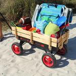 Flexible Flyer All-Terrain Steel & Wood Wagon. Extra-Long Handle, Black & Red from Driveway Games