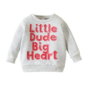 Toddler Baby Boy Girl Valentine 's Day Sweatshirt Colorful Heart Pullover Shirt Tops Outfits Clothes Coming Home Outfits Grey by Generic