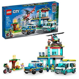 LEGO City Emergency Vehicles HQ 60371, Fire Rescue Helicopter Toy Set, Ambulance, Motorbike and Police Car Toys, Gift for Kids, Boys & Girls Age 6 Plus from LEGO