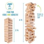 Giant Tumbling Timber Toy - Jumbo JR. Wooden Blocks Floor Game for Kids and Adults, 56 Pieces, Premium Pine Wood, Carry Bag - Grows from 2-feet to Over 4-feet While Playing, Life Size Yard Tower Game by Giantville