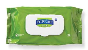 FitRight Aloe Personal Cleansing Cloth Wipes, Scented, 576 Count, 8 x 12 inch Adult Large Incontinence Wipes from Medline