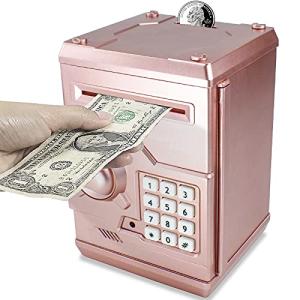 Cargooy Mini ATM Piggy Bank ATM Machine Best Gift for Kids,Electronic Code Piggy Bank Money Counter Safe Box Coin Bank for Boys Girls Password Lock Case (Rose Gold) by Cargooy by Dongguan senhui electronic technology Co.,Ltd