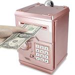 Cargooy Mini ATM Piggy Bank ATM Machine Best Gift for Kids,Electronic Code Piggy Bank Money Counter Safe Box Coin Bank for Boys Girls Password Lock Case (Rose Gold) by Cargooy by Dongguan senhui electronic technology Co.,Ltd