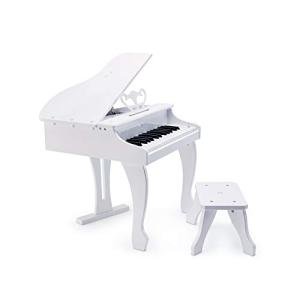 Hape Deluxe White Grand Piano | Thirty Key Piano Toy with Stool, Electronic Keyboard Musical Toy Set for Kids 3 Years+ by Hape Inc