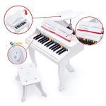 Hape Deluxe White Grand Piano | Thirty Key Piano Toy with Stool, Electronic Keyboard Musical Toy Set for Kids 3 Years+ by Hape Inc