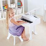 Hape Deluxe White Grand Piano | Thirty Key Piano Toy with Stool, Electronic Keyboard Musical Toy Set for Kids 3 Years+ by Hape Inc