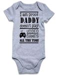 Loveternal I'm Proof Onesie Daddy Doesn't Play Video Games All The Time Baby Boys Girls Romper 0-3 Months Infant Clothing Short Sleeve Gray Gender Neutral Cotton Pajamas Jumpsuit 0-3 Months Clothes by 