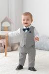 DISAUR Baby Boy Clothes Toddler Boy Outfits, 4PC Gentleman Dress Romper + Vest + Pants + Bow Tie Cotton Suit Setï¼Grayï¼3-6 monthsï¼ from 