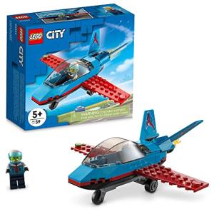 LEGO City Stunt Plane 60323 Building Kit; Toy Jet with Decorated Tail Fins and an Opening Cockpit, Plus a Pilot Minifigure with a Helmet; Fun Action Toy, Designed for Kids Aged 5 and up (59 Pieces) by LEGO