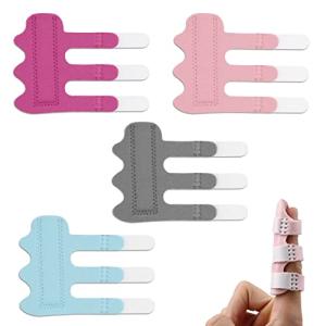 4pcs Finger Splints, Upgraded Finger Straightener with 3 Finger Straps, Finger Stabilizer Brace Finger Support for Trigger Broken and Strained Fingers (4 Colors) by SAVITA
