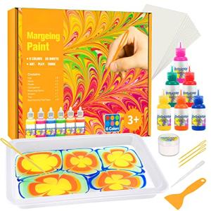 Water Marbling Paint Art Kit for Kids: Water Art Paint Set for Kids Age 4-10 Year Old Girls Boys Valentines Day Gifts for Kids Arts and Crafts for Kids Ages 4-12 Toys for Girls 3-12 Years Old from DEDY