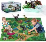 TEMI Dinosaur Toy Figure w/ Activity Play Mat & Trees, Educational Realistic Dinosaur Playset to Create a Dino World Including T-Rex, Triceratops, Velociraptor, Perfect Gifts for Kids, Boys & Girls from TEMI