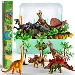 TEMI Dinosaur Toy Figure w/ Activity Play Mat & Trees, Educational Realistic Dinosaur Playset to Create a Dino World Including T-Rex, Triceratops, Velociraptor, Perfect Gifts for Kids, Boys & Girls from TEMI