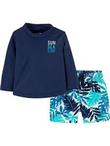 Simple Joys by Carter's Baby Boys' Assorted Rashguard Set, Navy, Tropical, 3-6 Months from Carter's Simple Joys - Private Label