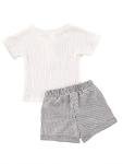 Baby Boys Short Sleeve T-Shirt Tops Elastic Waistband Shorts Set Toddler2Pcs Summer Outfits Clothes (Linen White + Strips, 12-18M) from fhutpw