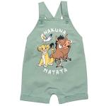 Disney Lion King Pumbaa Timon Simba Newborn Baby Boys French Terry Short Overalls T-Shirt and Hat 3 Piece Outfit Set Green/White 0-3 Months from 