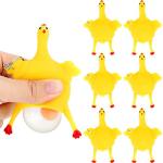 6 Pieces Funny Toys Novelty Chicken and Eggs Stress Relieve Toys Venting Anger Rubber Chicken Laying Egg Chicken Toys Funny Rubber Chicken Keychain for Releasing Stress from Civaner