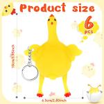 6 Pieces Funny Toys Novelty Chicken and Eggs Stress Relieve Toys Venting Anger Rubber Chicken Laying Egg Chicken Toys Funny Rubber Chicken Keychain for Releasing Stress from Civaner