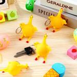 6 Pieces Funny Toys Novelty Chicken and Eggs Stress Relieve Toys Venting Anger Rubber Chicken Laying Egg Chicken Toys Funny Rubber Chicken Keychain for Releasing Stress from Civaner