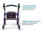Medline Aluminum Rollator Walker with Seat, Folding Mobility Rolling Walker has 6 inch Wheels, Purple from Medline Industries Healthcare