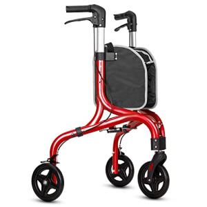 Planetwalk Premium 3 Wheel Rollator Walker for Seniors - Ultra Lightweight Foldable Walker for Elderly, Aluminum Three Wheel Mobility Aid, Brilliant Red by PLANET WALK