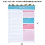 To Do List Notepad - Daily Planner Notepad Undated 52 Sheets Tear Off, 6.5" x 9.8" Checklist Productivity Organizer with Hourly Schedule for Tasks from 