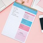 To Do List Notepad - Daily Planner Notepad Undated 52 Sheets Tear Off, 6.5" x 9.8" Checklist Productivity Organizer with Hourly Schedule for Tasks from 