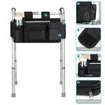 SupreGear Walker Bag, Folding Walker Basket Organizer Pouch Tote for Walker Style Rollator and Wheelchair, Hook & Loop Design, Easy Access to Zipper Pocket (Black) by J&D Tech