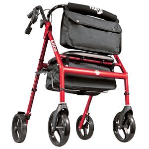 Hugo Mobility 700-961 Elite Rollator Walker with Seat, Backrest and Saddle Bag, Garnet Red by Hugo Mobility