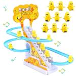 Small Ducks Climbing Toys, Electric Ducks Chasing Race Track Game Set, Playful Roller Coaster Toy with 9 Duck LED Flashing Lights & Music Button, Fun Duck Stair Climbing Toy for Toddlers and Kids (A) by BuerKeo