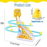 Small Ducks Climbing Toys, Electric Ducks Chasing Race Track Game Set, Playful Roller Coaster Toy with 9 Duck LED Flashing Lights & Music Button, Fun Duck Stair Climbing Toy for Toddlers and Kids (A) by BuerKeo