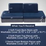 Children's Factory The Whatsit Kids Couch or 2 Chairs, Gray & Navy, CF349-068, Toddler to Teen Bedroom Furniture, Girls and Boys Playroom Sofa from Children's Factory