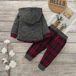 Baby Boy Outfit Winter Plaid Hoodie Baby Christmas Outfit Toddler Clothes for Boys 18-24 Months Dark Red by 