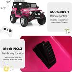 Costzon Kids Ride on Truck, 12V Battery Powered Electric Vehicle w/ 2.4G Remote Control, 2 Speeds, Spring Suspension, LED Light, Horn, Music/ MP3/ Radio, 2 Doors Open, Ride on Car for Kids (Pink) from Costzon