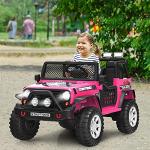 Costzon Kids Ride on Truck, 12V Battery Powered Electric Vehicle w/ 2.4G Remote Control, 2 Speeds, Spring Suspension, LED Light, Horn, Music/ MP3/ Radio, 2 Doors Open, Ride on Car for Kids (Pink) from Costzon