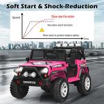 Costzon Kids Ride on Truck, 12V Battery Powered Electric Vehicle w/ 2.4G Remote Control, 2 Speeds, Spring Suspension, LED Light, Horn, Music/ MP3/ Radio, 2 Doors Open, Ride on Car for Kids (Pink) from Costzon