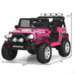 Costzon Kids Ride on Truck, 12V Battery Powered Electric Vehicle w/ 2.4G Remote Control, 2 Speeds, Spring Suspension, LED Light, Horn, Music/ MP3/ Radio, 2 Doors Open, Ride on Car for Kids (Pink) from Costzon