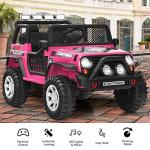 Costzon Kids Ride on Truck, 12V Battery Powered Electric Vehicle w/ 2.4G Remote Control, 2 Speeds, Spring Suspension, LED Light, Horn, Music/ MP3/ Radio, 2 Doors Open, Ride on Car for Kids (Pink) from Costzon