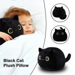 Pochita 3D Black Cat Plush Stuffed Animal Toy Pillow, Fat Black Cat Stuffed Animal Cat Plushie, Kawaii Pillows Cat Pillow Kawaii Cat Shape Design Lumbar Back Cushion Decoration from Pochita