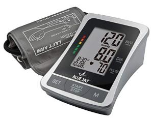 Blue Jay Perfect Measure Deluxe Large Digit Arm Blood Pressure Kit - Blood Pressure Measuring Kit, Adult BP Meter, 2 Arm Cuffs, AC Adapter Charger, Professional Diagnostic Device. Health Monitors by Complete Medical