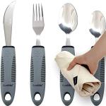 BunMo Adaptive Utensils for Elderly/Arthritis/Weak Hand Grip & Handicapped - Convenient Travel Pouch from BUNMO
