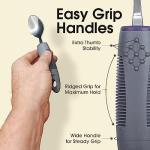 BunMo Adaptive Utensils for Elderly/Arthritis/Weak Hand Grip & Handicapped - Convenient Travel Pouch from BUNMO