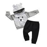 Toddler Baby Boys Cartoon Little Bear Long Sleeve Hoodie Tops Black Pants Outfit Clothes Set (18-24 Months) from 