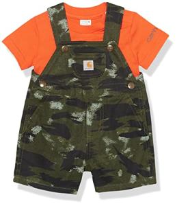 Carhartt Baby Boys Short-sleeve Bodyshirt & Canvas Shortall Infant-and-toddler-clothing-sets, Blind Fatigue Camo, 12M US from Carhartt