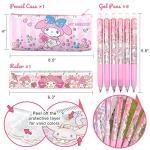 Ohjijinn Cute School Supplies Set, Kawaii Office Supplies, Includes Pencil Case, Ballpoint Pens, Ruler, Sticky Note, Stickers, Enamel Pins, Lanyard with ID Card Holder for Girls Giftsâ¦ from Ohjijinn